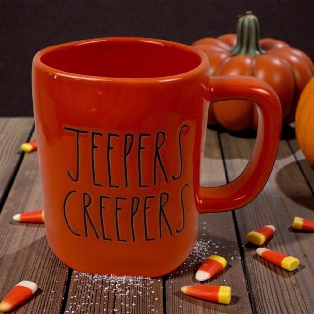 Rae Dunn Jeepers Creepers Halloween‎ Mug Orange Ceramic